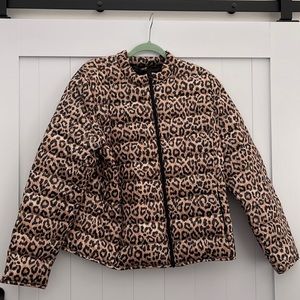 Lands End Cheetah Print Light Winter Coat